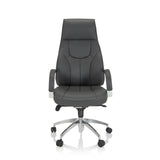 Sillón de oficina profesional ELEGANCE I gris con reposabrazos y base brillante de cinco ruedas de hjh OFFICE – vista de 360° (vista frontal 0°)