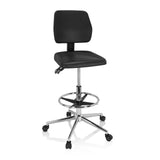 Silla de mostrador negra TOP WORK 11 I con aro reposapiés y base de cinco ruedas de hjh OFFICE – vista de 360° (vista frontal 20°)