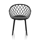 Silla nórdica BEGIO B negra con respaldo de rejilla y cuatro patas de hjh OFFICE – vista de 360° (vista frontal 0°)