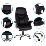 Sillón de alta gama PRADO en negro con vistas detalladas del reposacabezas, reposabrazos, asiento y base de hjh OFFICE