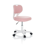 Silla giratoria para niños KIDDY TOP W en color rosa con estructura blanca y base de cinco ruedas de hjh OFFICE – vista de 360° (vista frontal en diagonal 60°)