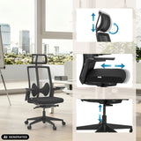 Reposacabezas, profundidad del asiento y muelle de gas ajustables de la silla de oficina profesional ARCEO B en negro de hjh OFFICE
