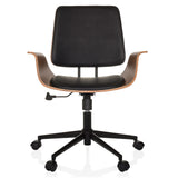 Silla Home Office CENCA II negra con carcasa de madera y base de cinco ruedas de hjh LIVING – vista de 360° (vista frontal 0°)