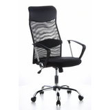 Sillón de oficina Home Office ARIA HIGH negro con respaldo de malla y base de cinco ruedas de hjh OFFICE – vista de 360° (vista frontal en diagonal 40°)
