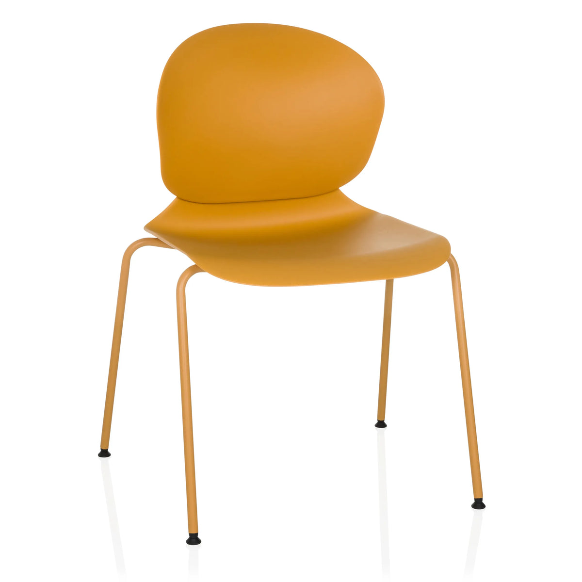 Silla de cuatro patas T36 VI amarilla con asiento redondeado y respaldo de hjh OFFICE – vista de 360° (vista frontal 15°)