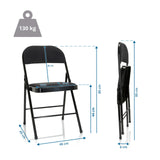 Dibujo dimensional de la silla plegable TUDELA II con una altura total de 99 cm y una capacidad de carga de 130 kg de hjh OFFICE