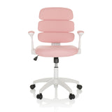 Silla giratoria para niños KID ERGOLINO W rosa con respaldo segmentado y base blanca de cinco ruedas de hjh OFFICE – vista de 360° (vista frontal 0°)