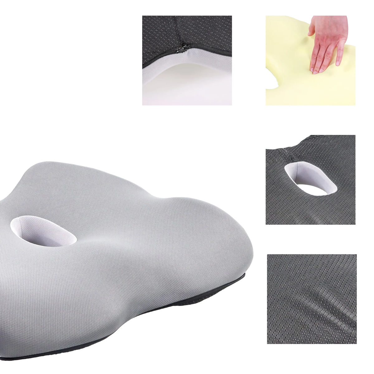 Cojín del asiento MEDISIT IV gris con funda extraíble, núcleo de espuma y recorte de hjh OFFICE