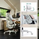 Silla alta gama blanca LiberNovo Omni Gen con reposabrazos ajustables, soporte lumbar y ruedas de Libernovo