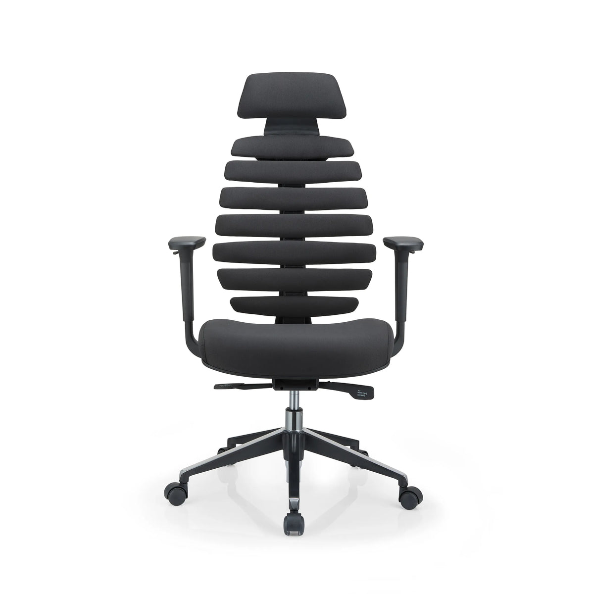 Silla de oficina profesional ERGO LINE II PRO negra con tapizado de tela y base de cinco ruedas de hjh OFFICE – vista de 360° (vista frontal 0°)
