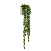 Planta colgante artificial Senecio Climb en color verde con maceta exterior blanca de hjh OFFICE