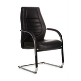 Silla de viga voladiza VITORO V negra con reposabrazos y respaldo acolchado de hjh OFFICE – vista de 360° (vista frontal en diagonal 40°)