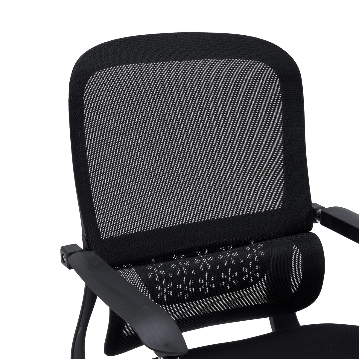 Respaldo de malla negra con soporte lumbar integrado de la silla de viga voladiza Ergomy Meet de hjh OFFICE