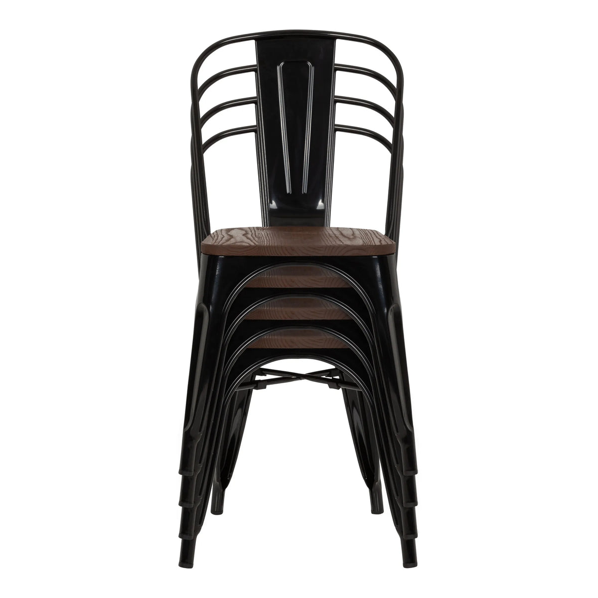 Sillas de comedor apilables VANTAGGIO COMFORT W en negro con asientos marrones de hjh OFFICE
