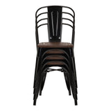 Sillas de comedor apilables VANTAGGIO COMFORT W en negro con asientos marrones de hjh OFFICE