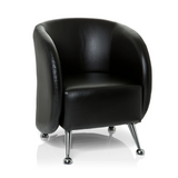 Sillón tapizado negro ST. LUCIA con patas de metal brillantes de hjh OFFICE – vista de 360° (vista frontal 20°)