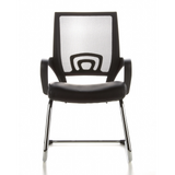 Silla de viga voladiza VISTO NET V negra con respaldo de malla, asiento acolchado y reposabrazos de hjh OFFICE – vista de 360° (vista frontal 0°)