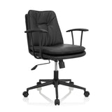 Silla Home Office SMALLO negra con acolchado y base de cinco ruedas de hjh OFFICE – vista de 360° (vista frontal en diagonal 40°)