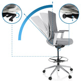 Mecanismo de respaldo ajustable de la silla de mostrador HALIFAX WORK en gris de hjh OFFICE