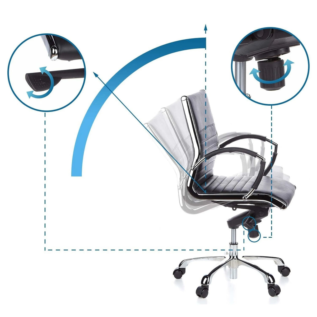 Mecanismos de ajuste y función de inclinación del Sillón de oficina profesional PARMA 10 de hjh OFFICE