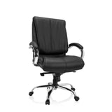 Silla giratoria XXL H 100 negra de cuero sintético con base de estrella y cinco ruedas de hjh OFFICE – vista de 360° (vista frontal 20°)