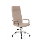 Silla Home Office SARANTO PLUS I beige con reposabrazos y base de cinco ruedas de hjh OFFICE – vista de 360° (vista frontal en diagonal 40°)