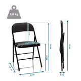 Dibujo dimensional de la silla plegable TUDELA con una altura de 80 cm y una capacidad de carga de 130 kg de hjh OFFICE