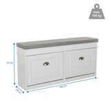 Dibujo dimensional del armario zapatero ESTHA I de 104 × 52 cm y capacidad de carga de hasta 150 kg de hjh LIVING