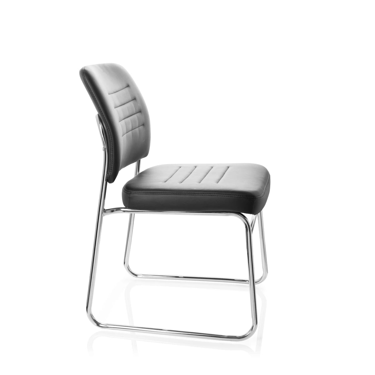 Silla de confidente negra TONSO V con tapizado y estructura de patín de hjh OFFICE – vista de 360° (vista lateral 80°)
