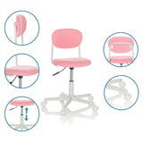 Silla giratoria para niños KIDDY BASE I rosa con vistas detalladas del ajuste de altura y las ruedas de hjh OFFICE