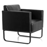 Sillón tapizado negro BALI BLACK con reposabrazos y estructura de hjh OFFICE – vista de 360° (vista frontal en diagonal 60°)