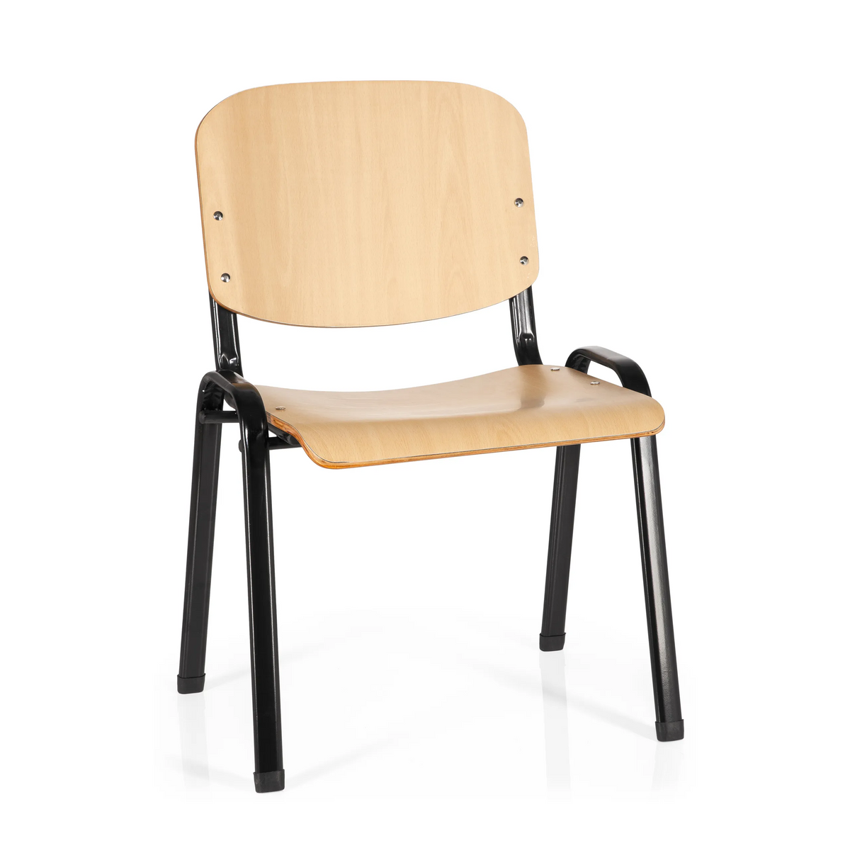 Silla de cuatro patas XT 600 SW H con asiento y respaldo de haya y estructura negra de hjh OFFICE – vista de 360° (vista frontal 20°)