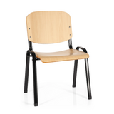 Silla de cuatro patas XT 600 SW H con asiento y respaldo de haya y estructura negra de hjh OFFICE – vista de 360° (vista frontal 20°)