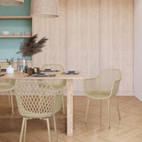 Silla de exterior beige BEGIO L con respaldo de malla y reposabrazos de hjh LIVING