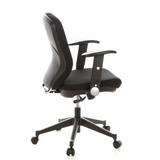 Silla de oficina profesional TRAFFIC 20 negra con reposabrazos y base de cinco ruedas de hjh OFFICE – vista de 360° (vista lateral 100°)