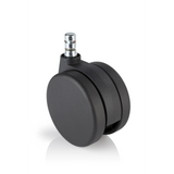 Ruedas para sillas 5x ROLO No-Noise 11mm/75mm negras para moquetas con perno metálico de hjh OFFICE – vista de 360° (vista frontal 0°)