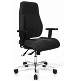 Silla de oficina profesional P91 AL.G3 negra con reposabrazos y base de cinco ruedas de Topstar – vista de 360° (vista frontal 0°)