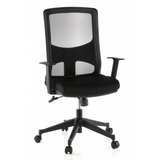 Silla de oficina profesional LAVITA negra con respaldo de malla y base de cinco ruedas de hjh OFFICE – vista de 360° (vista frontal 20°)