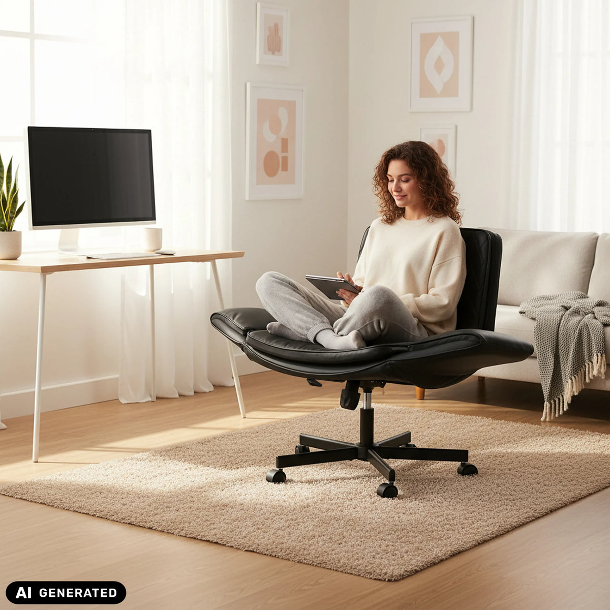 Silla Home Office Criss-Cross 10 en negro de hjh LIVING (imagen generada por IA)