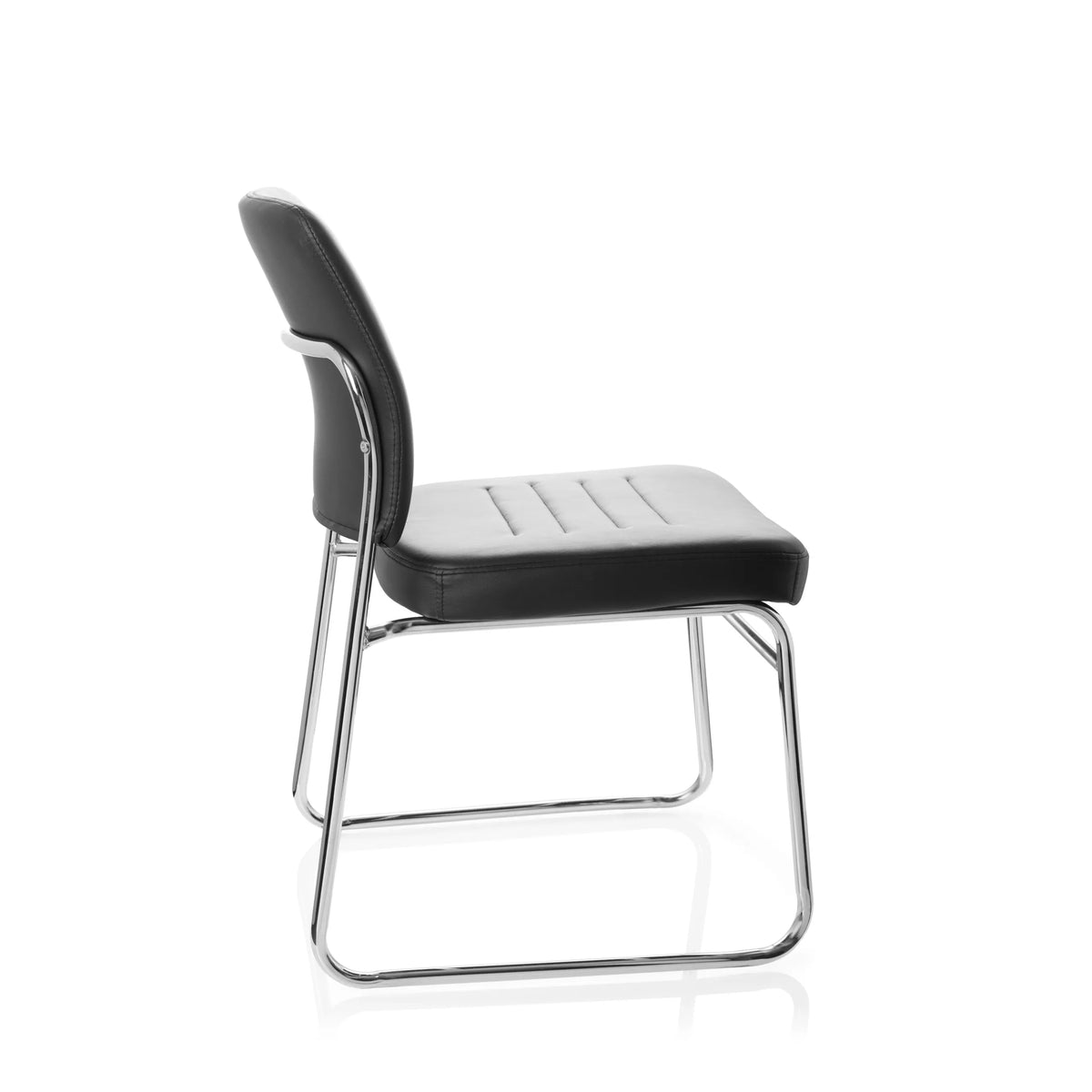 Silla de confidente negra TONSO V con tapizado y estructura de patín de hjh OFFICE – vista de 360° (vista lateral 100°)