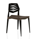 Silla de exterior Flecharo en color marrón negro con respaldo perforado de hjh LIVING – vista de 360° (vista frontal en diagonal 45°)