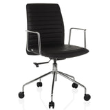 Sillón de alta gama VEMONA 30 negro con costuras transversales, reposabrazos y base de cinco ruedas de hjh OFFICE – vista de 360° (vista frontal en diagonal 30°)