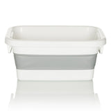 Contenedor plegable CLEAN SILW blanco gris con asas integradas de hjh OFFICE – vista de 360° (vista frontal 0°)