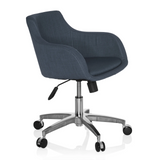 Silla Home Office SOLAO 100 en gris oscuro con carcasa acolchada y base de cinco ruedas de hjh OFFICE – vista de 360° (vista frontal en diagonal 60°)