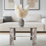 Mesa de centro BISMO gris con efecto mármol de 70 × 70 cm de hjh LIVING