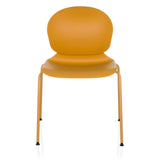 Silla de cuatro patas T36 VI amarilla con asiento redondeado y respaldo de hjh OFFICE – vista de 360° (vista frontal 0°)