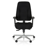 Silla de oficina profesional ZENIT COMFORT negra con reposabrazos y base de cinco ruedas de hjh OFFICE – vista de 360° (vista frontal 0°)