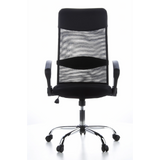 Sillón de oficina Home Office ARIA HIGH negro con respaldo de malla y base de cinco ruedas de hjh OFFICE – vista de 360° (vista frontal 0°)