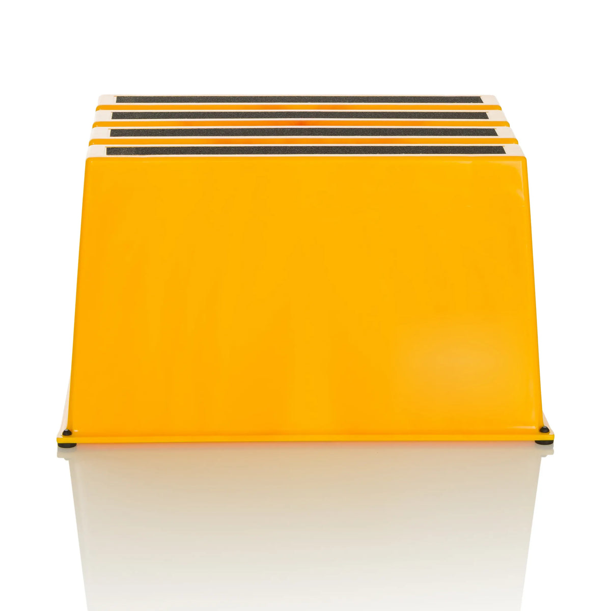 Taburete bajo amarillo TIO-E1 con tres peldaños antideslizantes de hjh OFFICE – vista de 360° (vista frontal 0°)