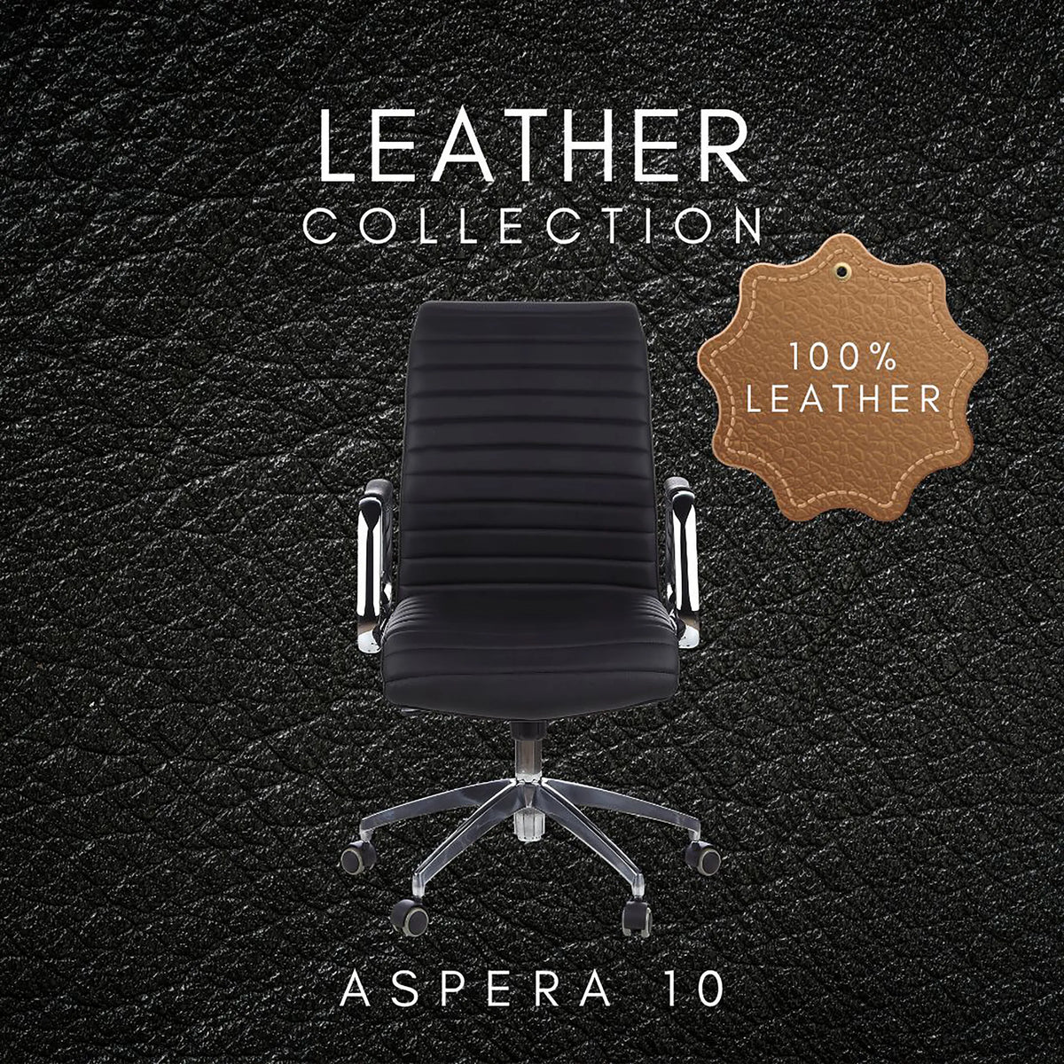 Sillón de oficina profesional ASPERA 10 negro con costuras transversales y base de cromo de hjh OFFICE